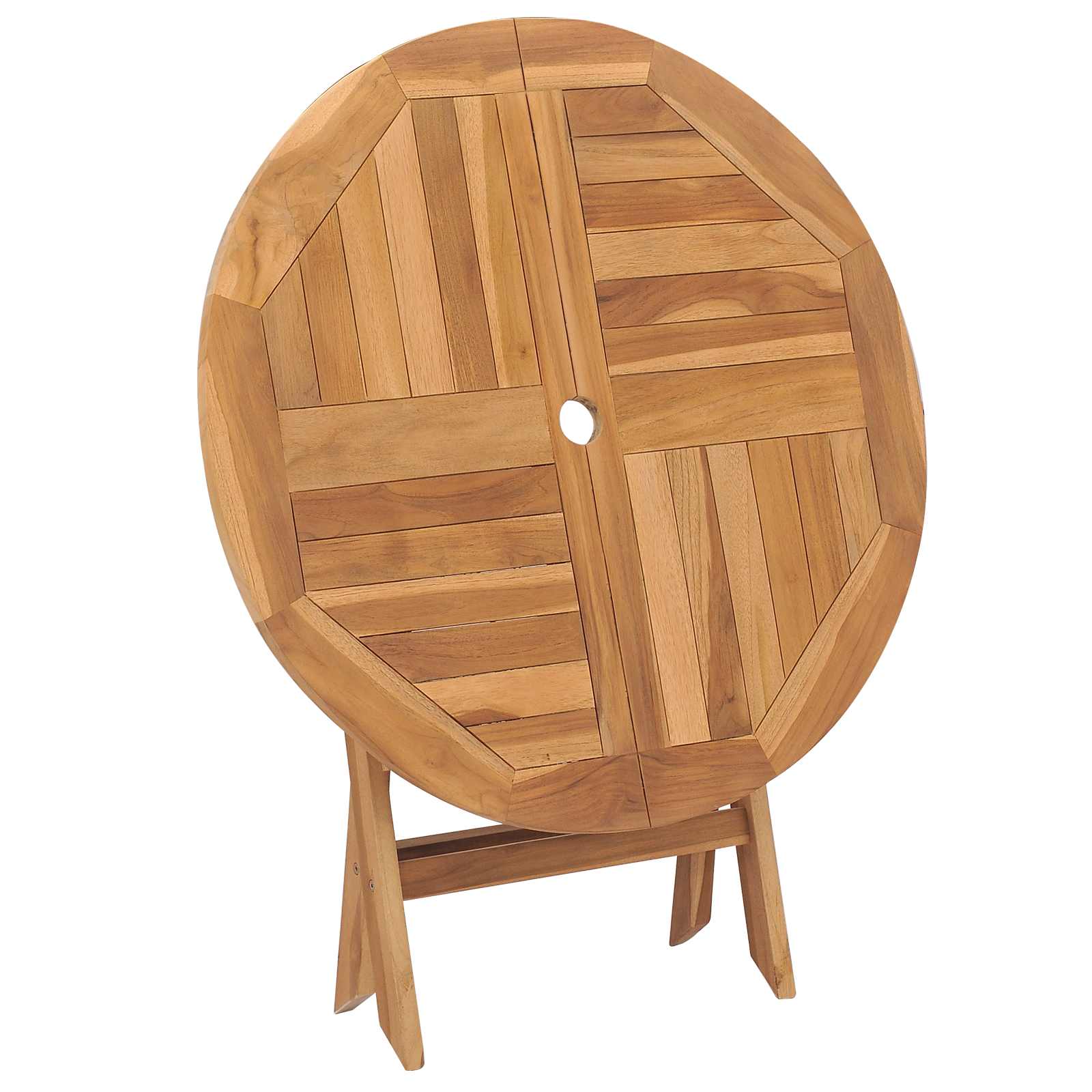 Αναδιπλούμενο Τραπέζι Κήπου Φυσικό Ø 90 x 75 cm Στερεό Ξύλο Τίκ