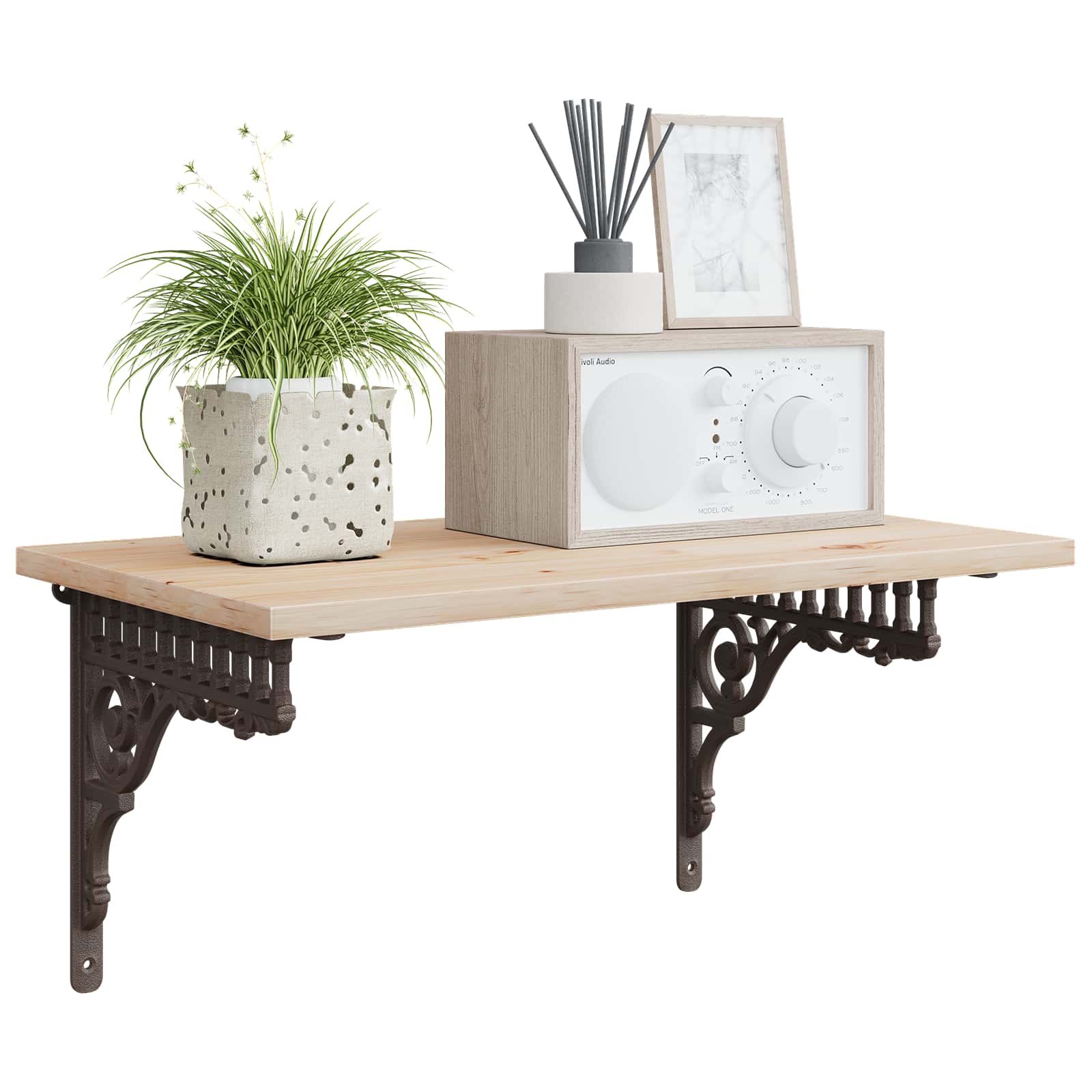 Ράφια στήριξης τοίχου 12 τμχ. Αρχαίο Καφέ 27,5 x 23 x 4 εκ. - Pakobazaar
