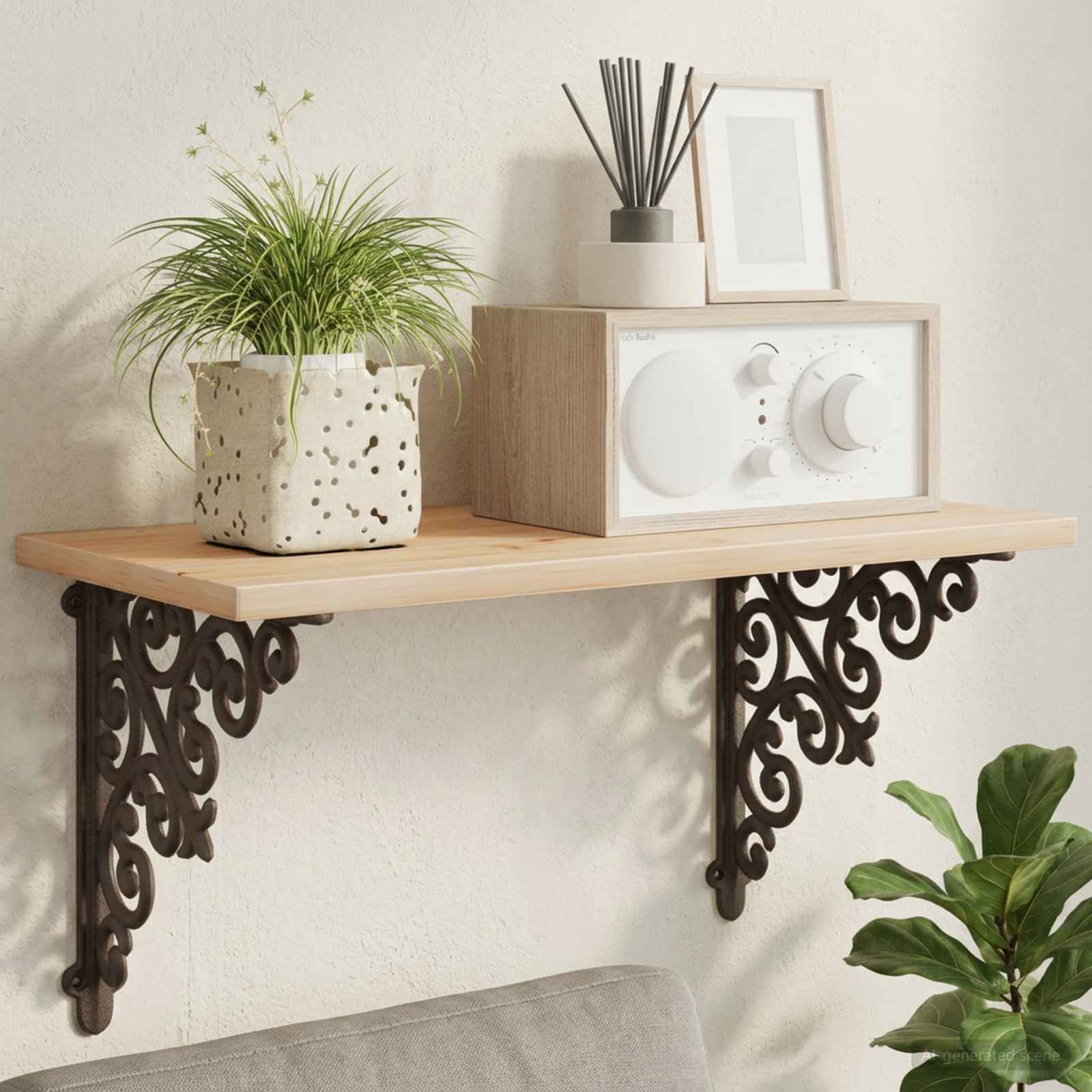 Ράφια στήριξης τοίχου 2 τμχ. Αρχαίο Καφέ 14 x 14 x 3,5 εκ.