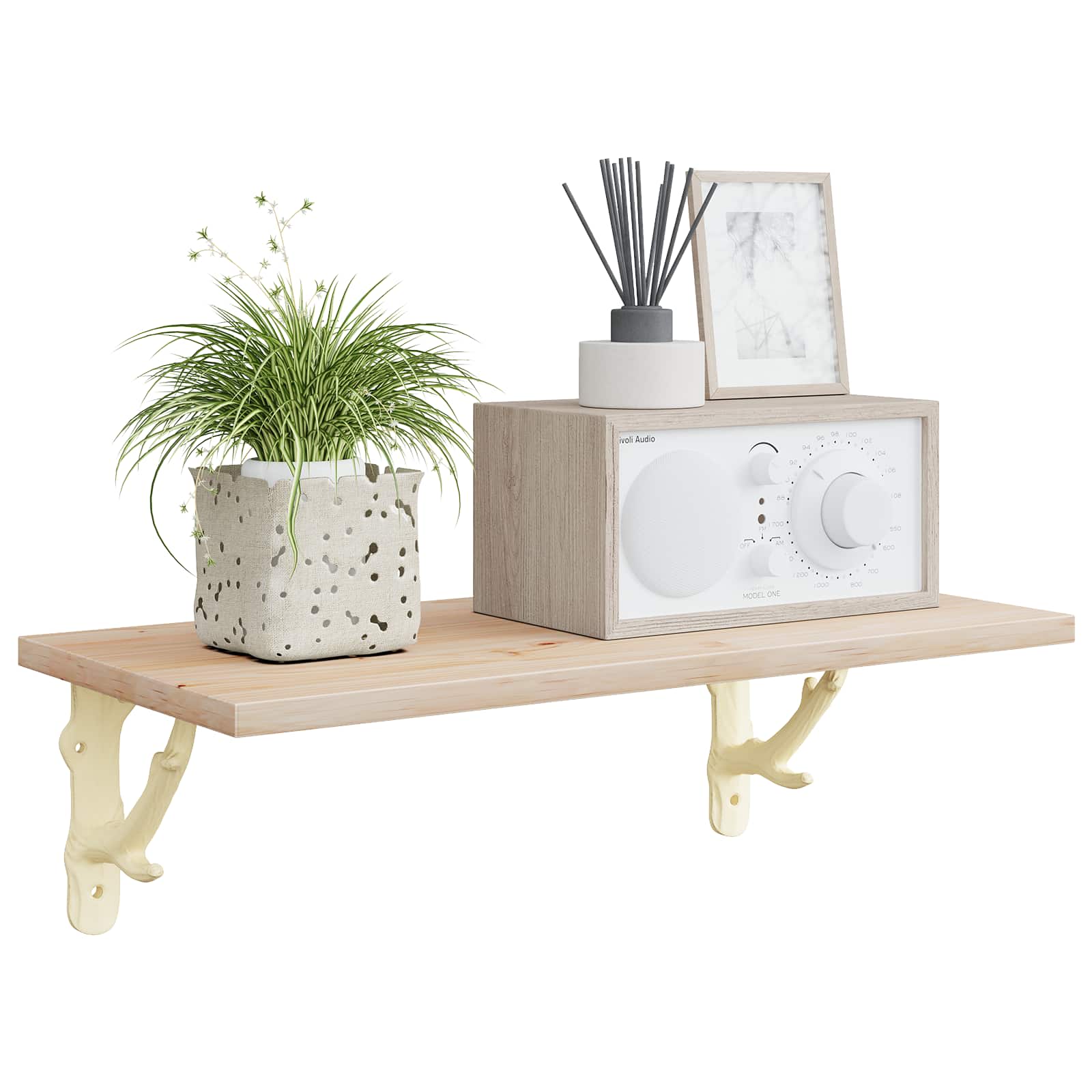 Στηρίγματα ραφιών τοίχου 2 τμχ. Λευκό αντικέ - Pakobazaar