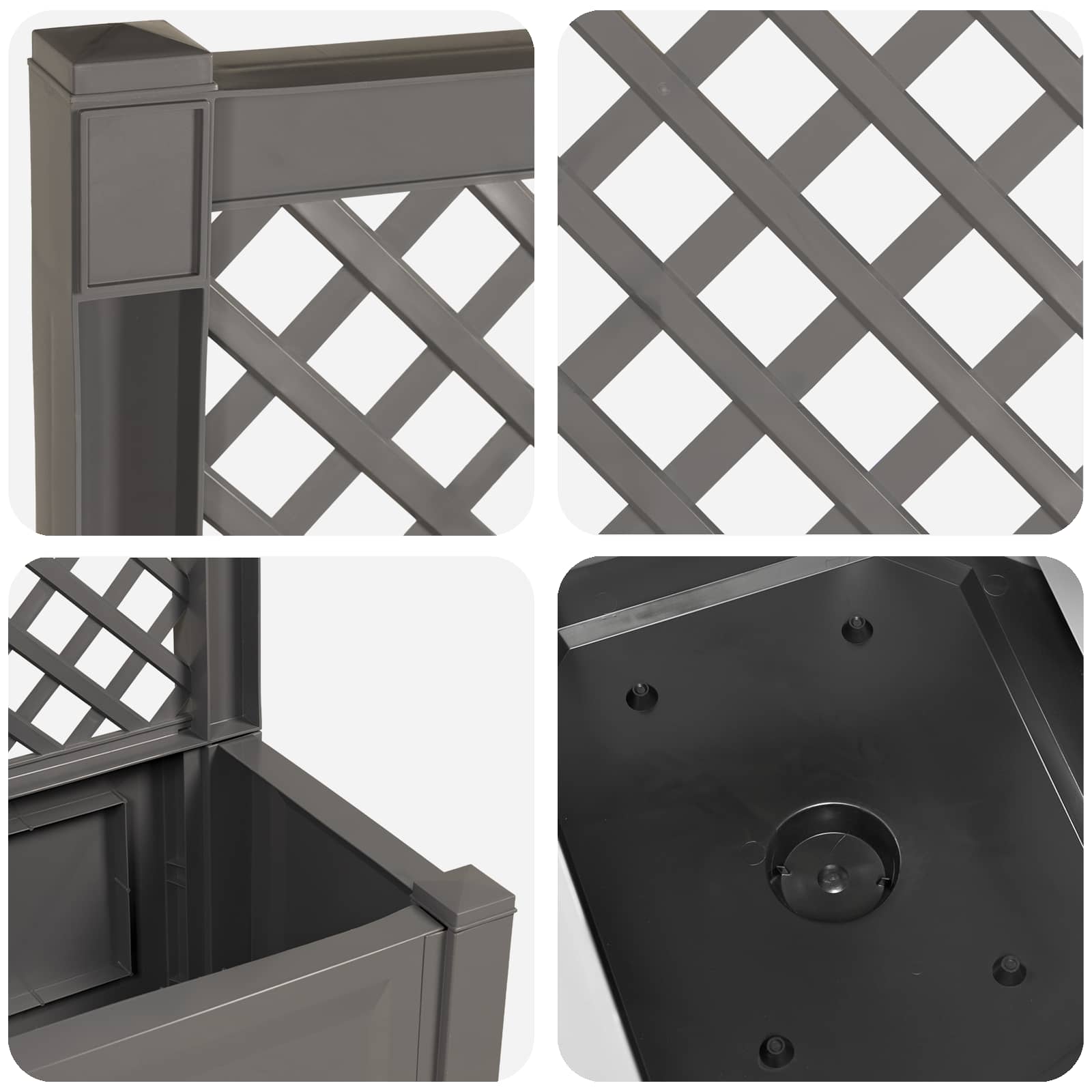 Μεγάλη Γλάστρα με Στήριγμα Γκρι 99,5 x 43 x 133,5 εκ PP - Pakobazaar