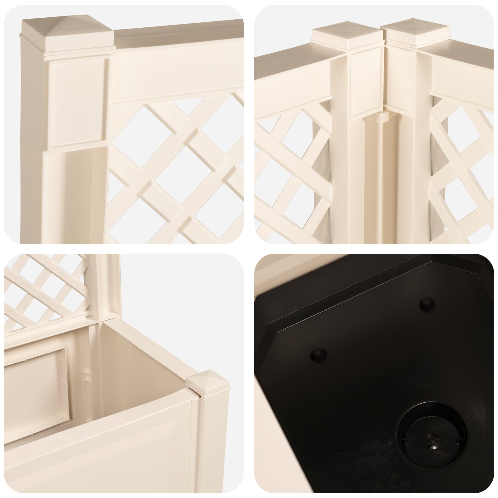Μεγάλη Γλάστρα με Στήριγμα 2 pcs Λευκό 143 x 143 x 133,5 εκ PP - Pakobazaar