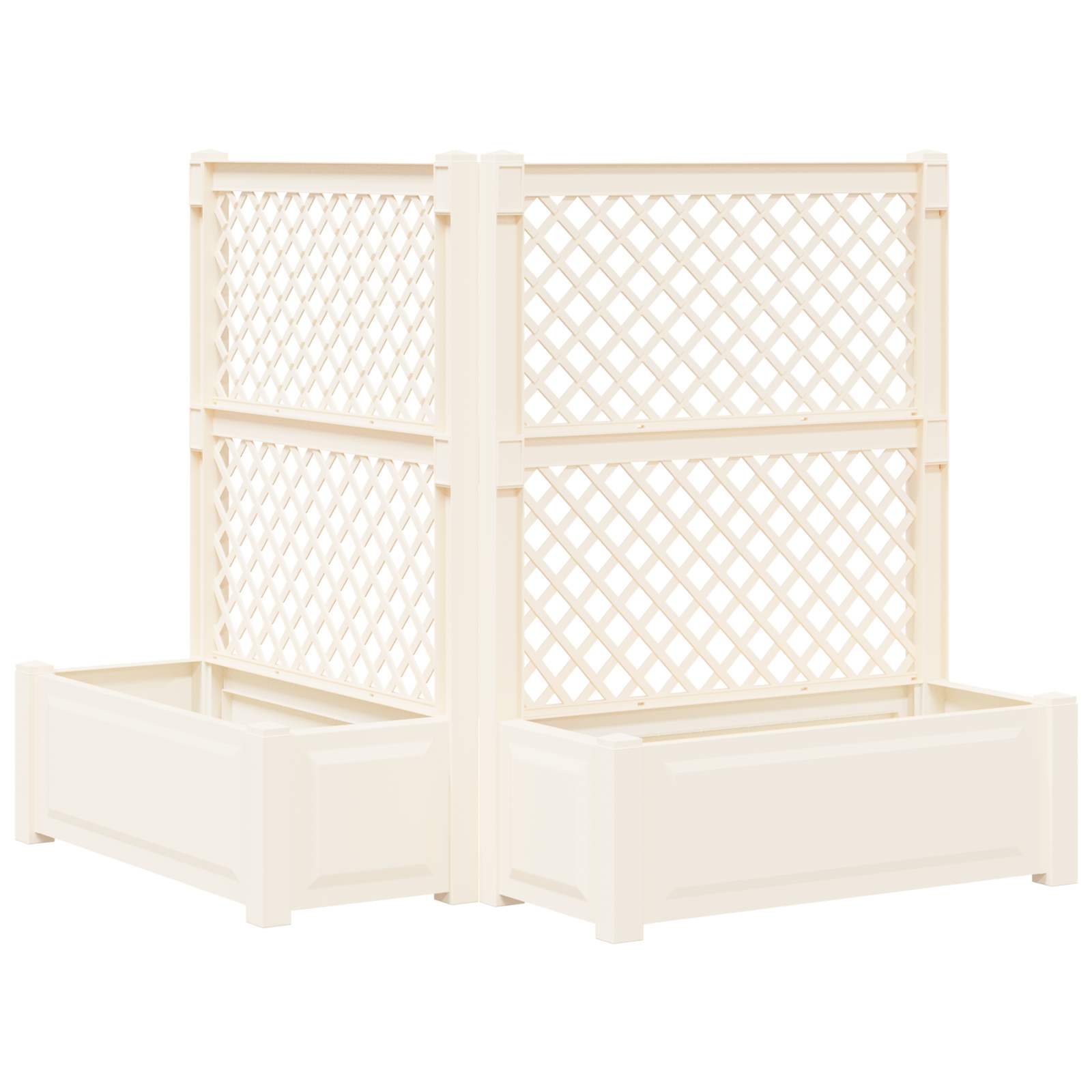Μεγάλη Γλάστρα με Στήριγμα 2 pcs Λευκό 143 x 143 x 133,5 εκ PP - Pakobazaar