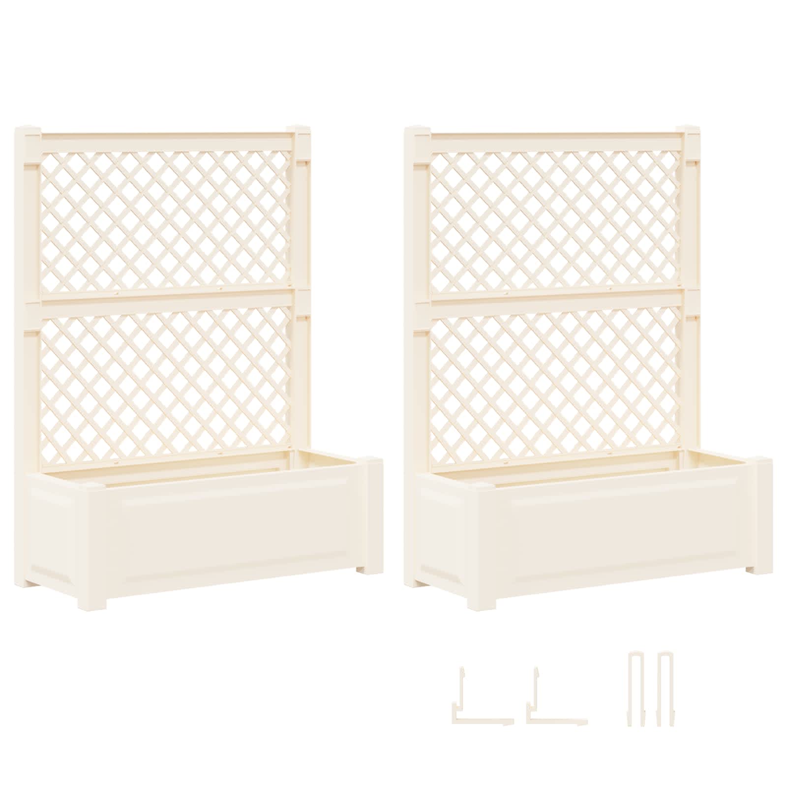 Μεγάλη Γλάστρα με Στήριγμα 2 pcs Λευκό 143 x 143 x 133,5 εκ PP - Pakobazaar