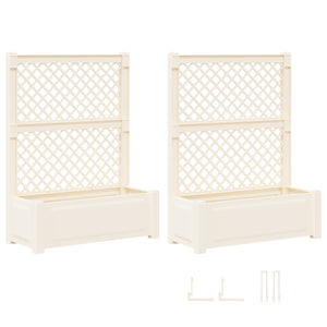 Μεγάλη Γλάστρα με Στήριγμα 2 pcs Λευκό 143 x 143 x 133,5 εκ PP - Pakobazaar