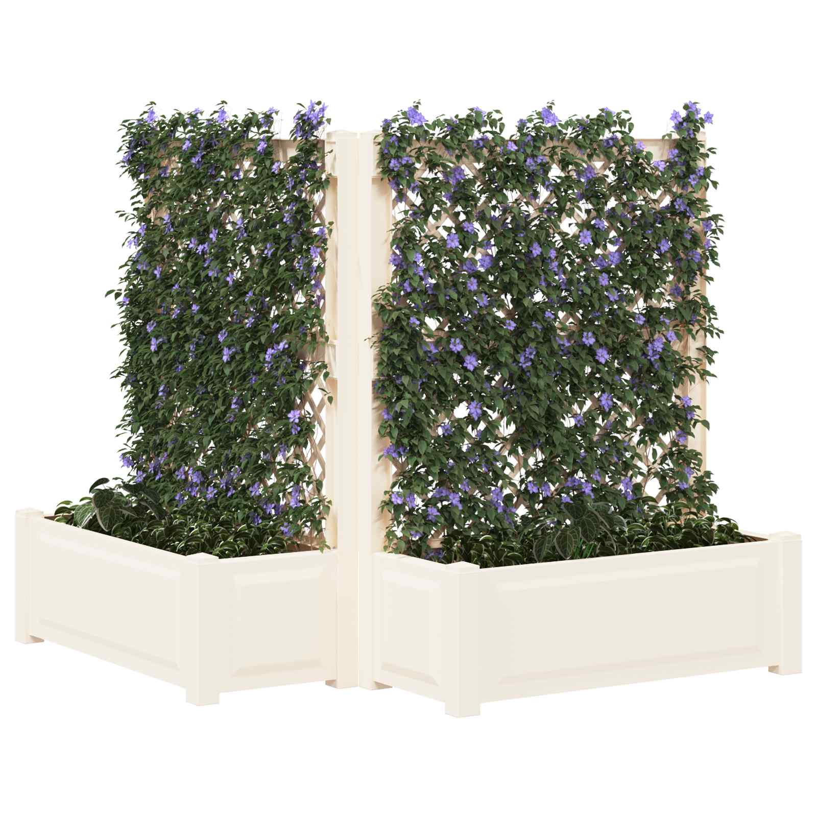 Μεγάλη Γλάστρα με Στήριγμα 2 pcs Λευκό 143 x 143 x 133,5 εκ PP - Pakobazaar