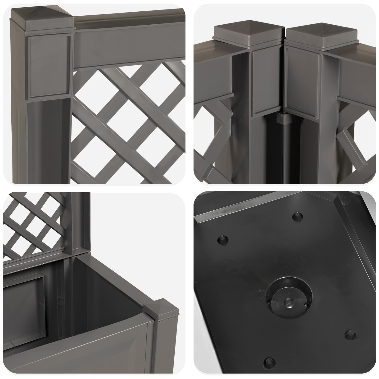 Μεγάλη Γλάστρα με Στήριγμα 2 pcs Γκρι 143 x 143 x 133,5 εκ PP - Pakobazaar