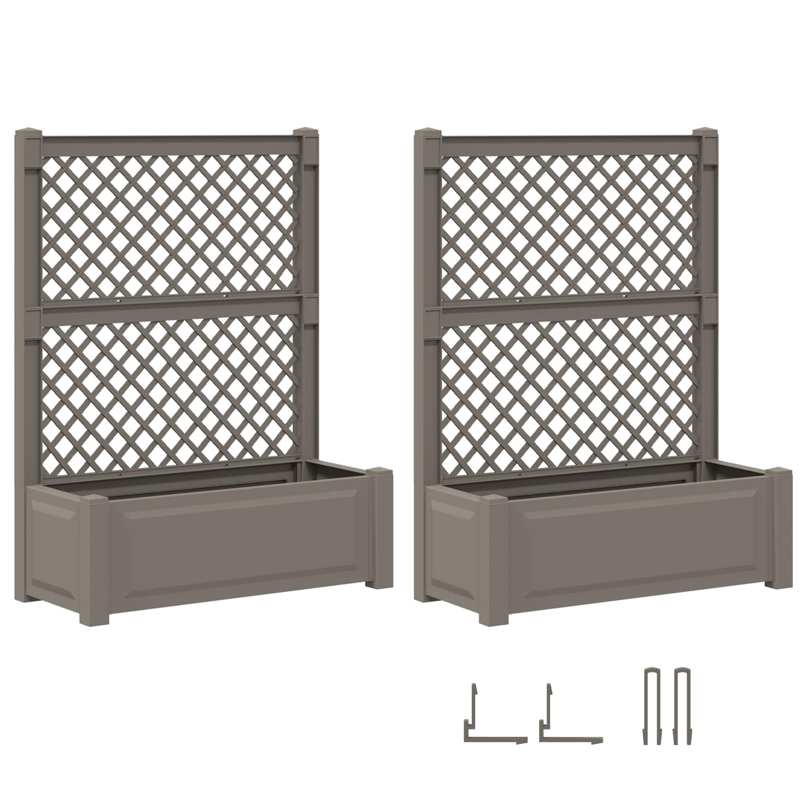 Μεγάλη Γλάστρα με Στήριγμα 2 pcs Γκρι 143 x 143 x 133,5 εκ PP - Pakobazaar