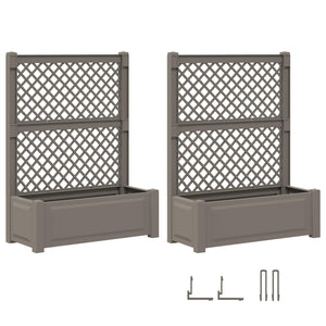 Μεγάλη Γλάστρα με Στήριγμα 2 pcs Γκρι 143 x 143 x 133,5 εκ PP - Pakobazaar