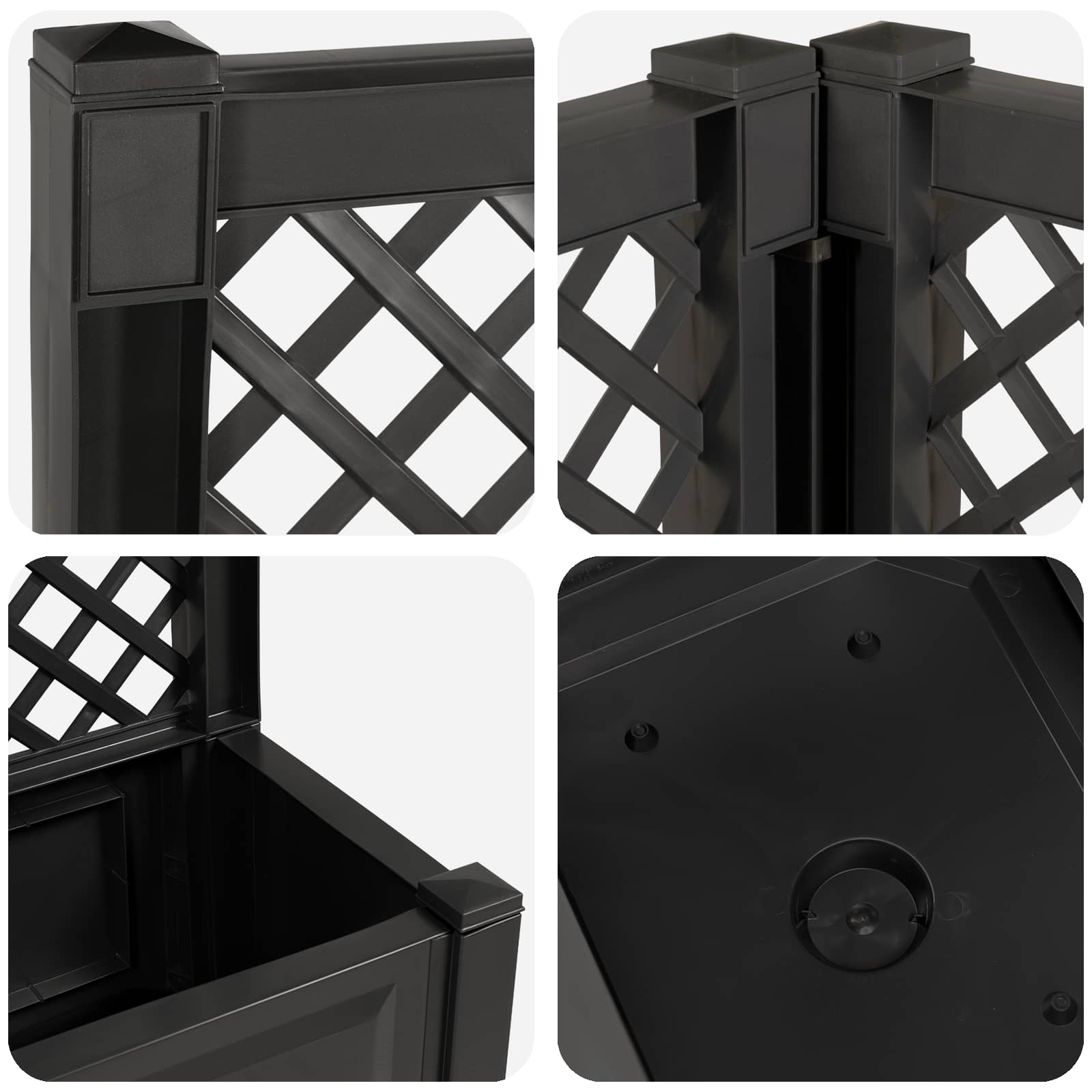 Μεγάλη Γλάστρα με Στήριγμα 2 pcs Ανθρακί 143 x 143 x 133,5 εκ - Pakobazaar