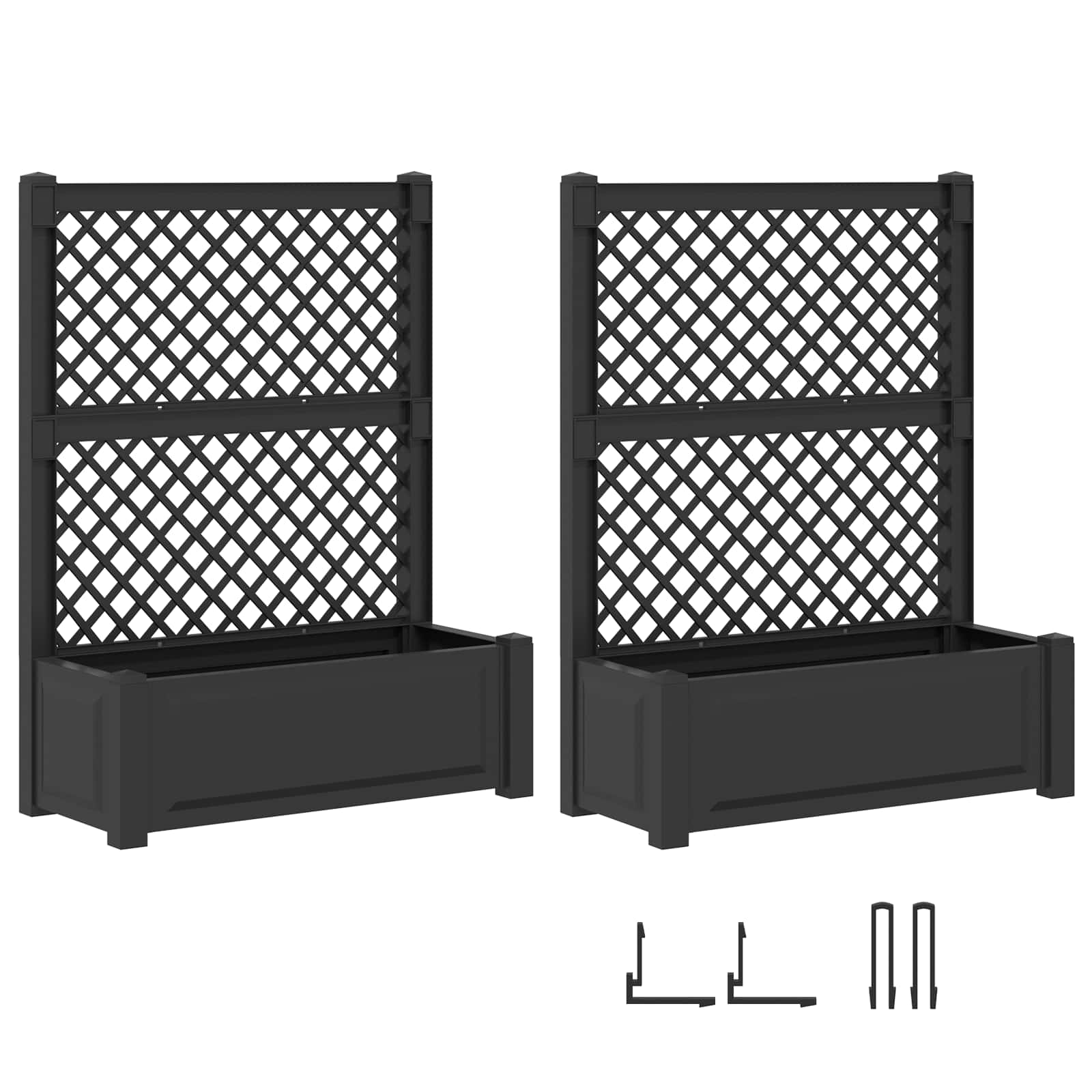 Μεγάλη Γλάστρα με Στήριγμα 2 pcs Ανθρακί 143 x 143 x 133,5 εκ - Pakobazaar