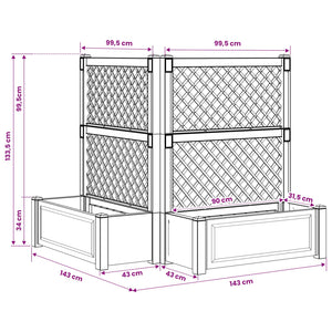 Μεγάλη Γλάστρα με Στήριγμα 2 pcs Ανθρακί 143 x 143 x 133,5 εκ - Pakobazaar