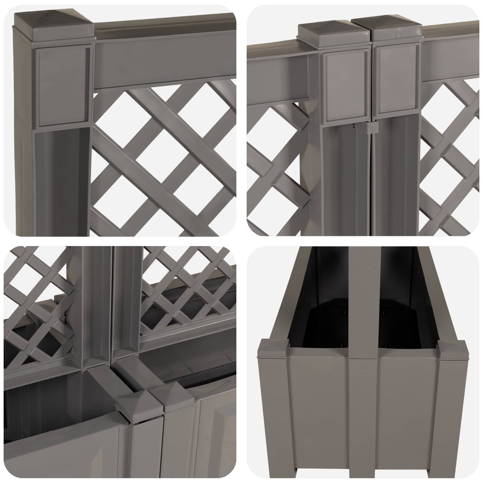 Μεγάλη Γλάστρα με Δίχτυ 2 pcs Γκρι 200 x 43 x 133,5 εκ PP - Pakobazaar