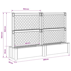 Μεγάλη Γλάστρα με Δίχτυ 2 pcs Γκρι 200 x 43 x 133,5 εκ PP - Pakobazaar
