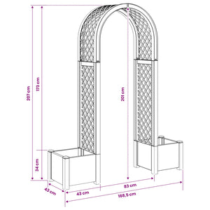 Αψίδα Ρόδου με Γλάστρα Ανθρακί 168,5 x 43 x 207 εκ PP - Pakobazaar