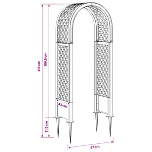 Αψίδα Ρόδων με Ακίδες Γκρι 97 x 43 x 218 εκ. PP - Pakobazaar