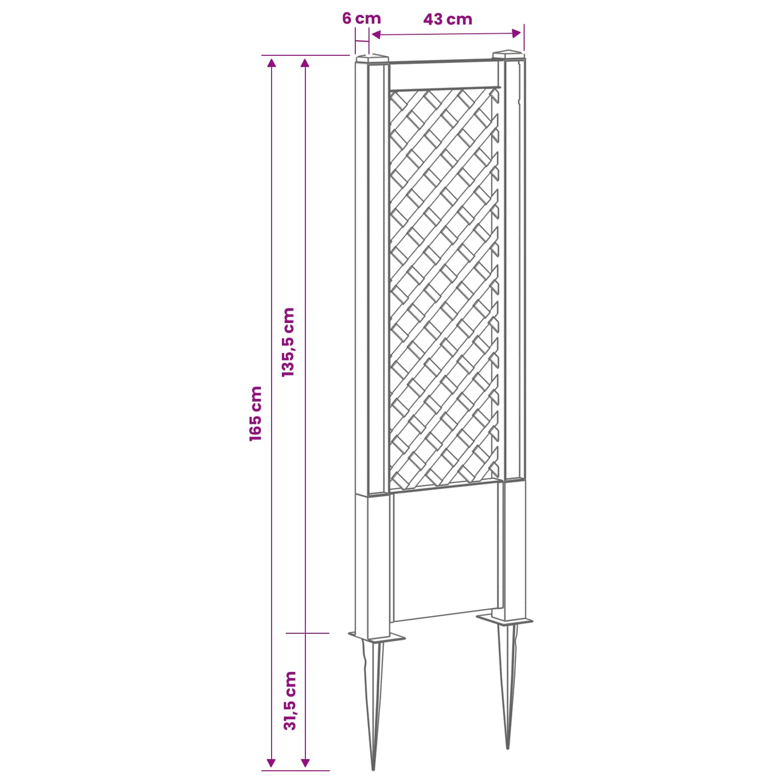 Πλέγμα με Ακίδα Γκρι 43 x 6 x 165 εκ. PP - Pakobazaar