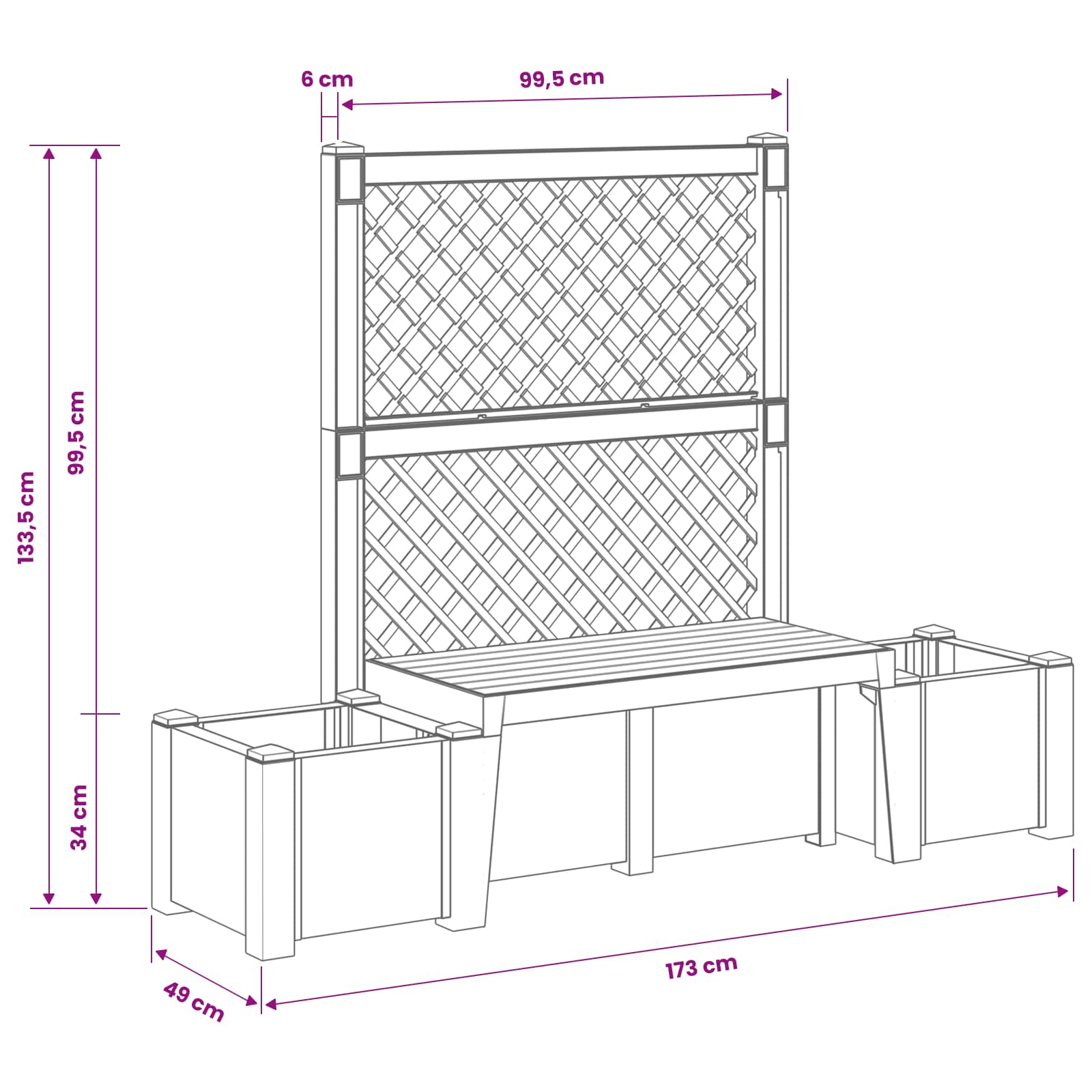 Κήπος Πάγκος Κοπεγχάγη Ανθρακί 173 x 49 x 135,5 εκ. PP - Pakobazaar