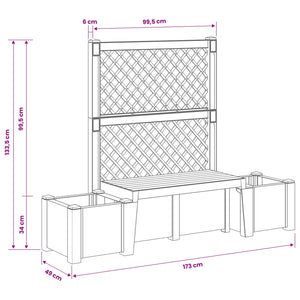 Κήπος Πάγκος Κοπεγχάγη Ανθρακί 173 x 49 x 135,5 εκ. PP - Pakobazaar