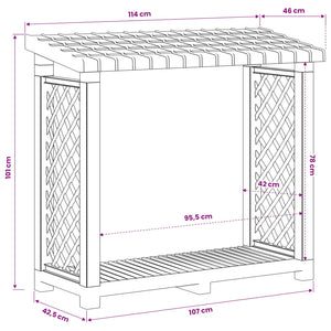 Ράφι ξύλων Ανθρακί 114 x 46 x 101 εκ. PP - Pakobazaar