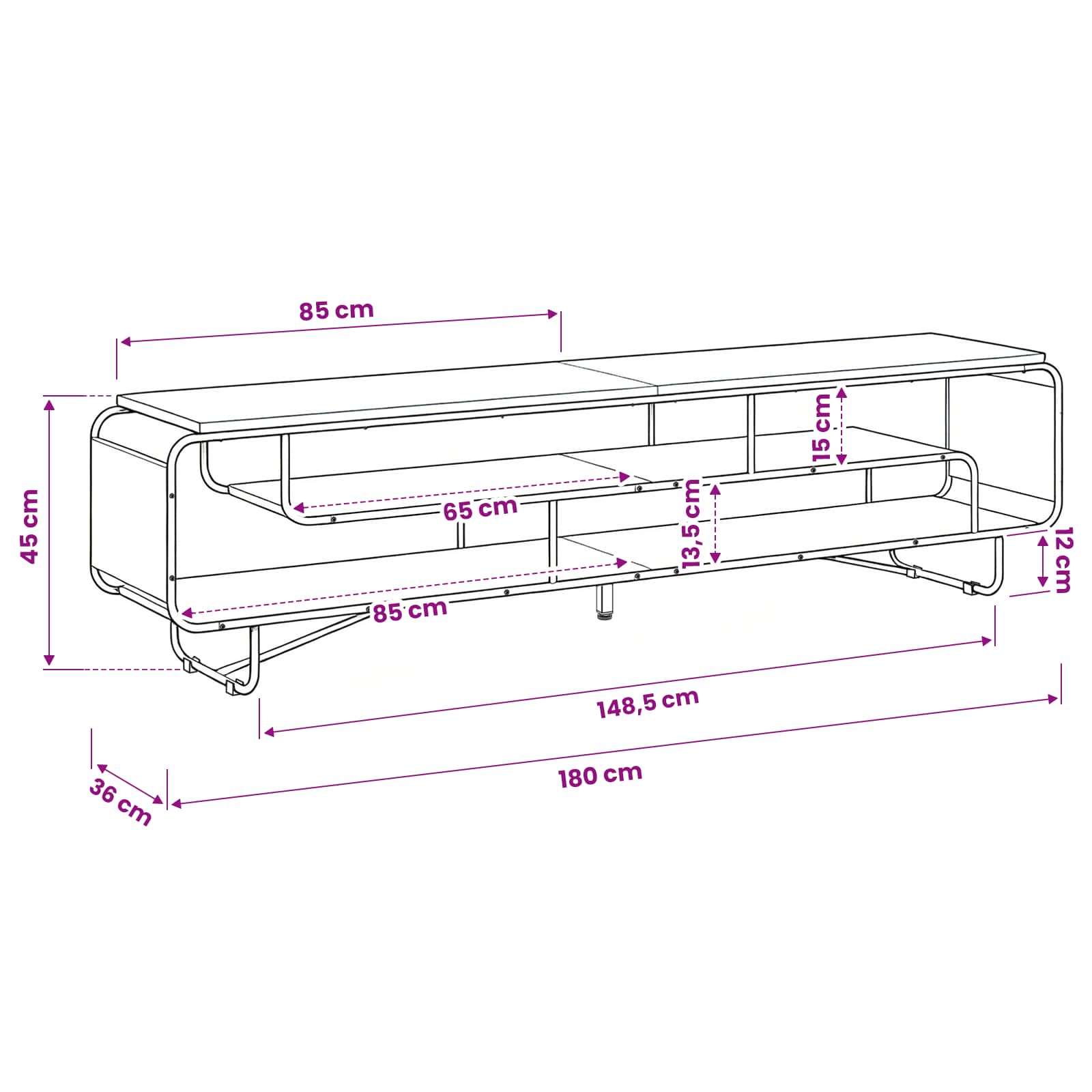 Βάση TV 180 x 36 x 45 εκ. Artisan Δρυς Επεξεργασμένο Ξύλο - Pakobazaar