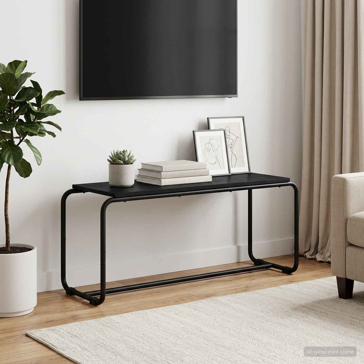 Βάση TV 98 x 35,5 x 42 cm Μαύρη Δρυς Επεξεργασμένο Ξύλο