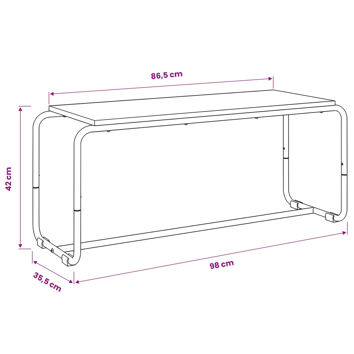 Βάση TV 98 x 35,5 x 42 cm Μαύρη Δρυς Επεξεργασμένο Ξύλο