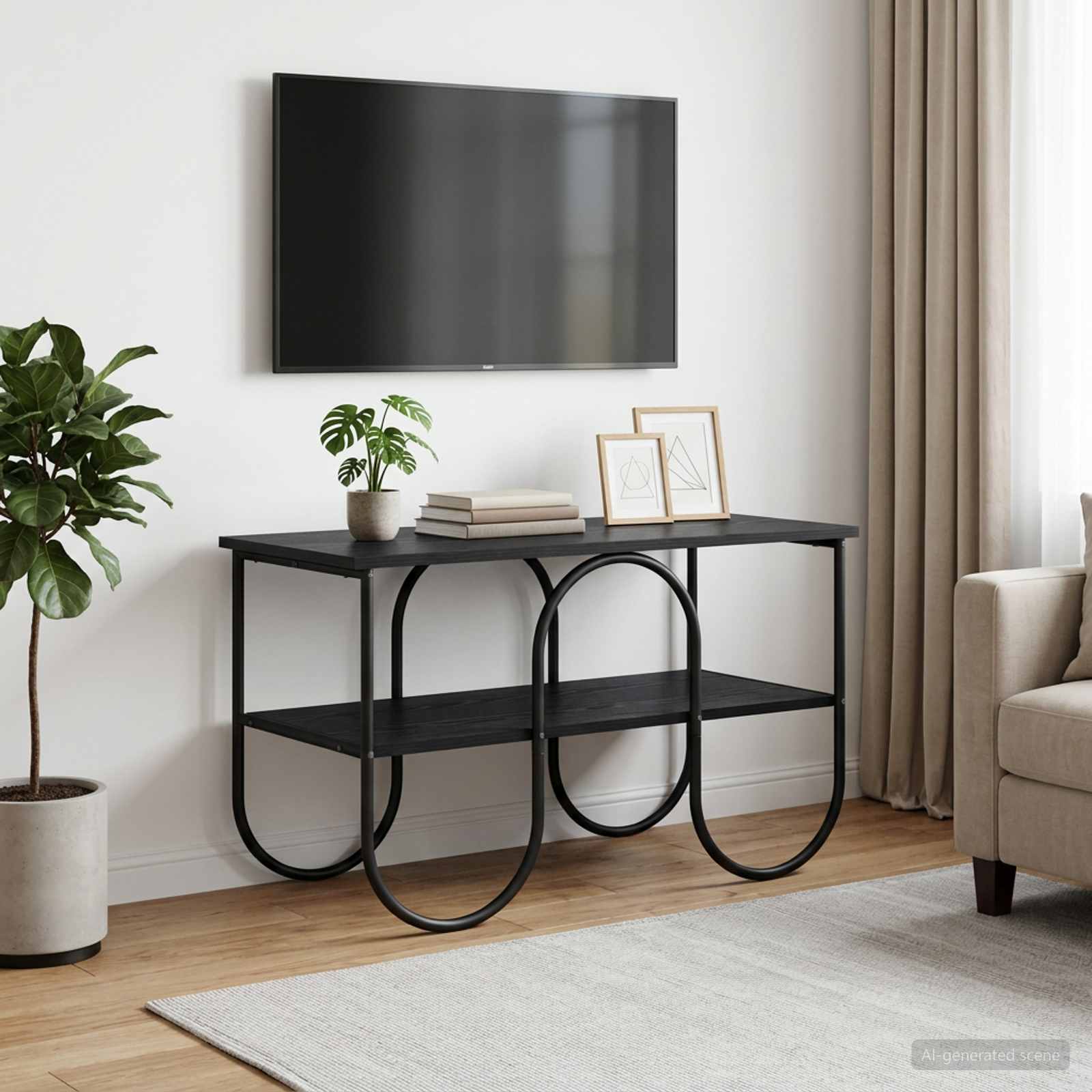 Βάση TV 80 x 40 x 50 cm Μαύρη Δρυς Επεξεργασμένο Ξύλο - Pakobazaar