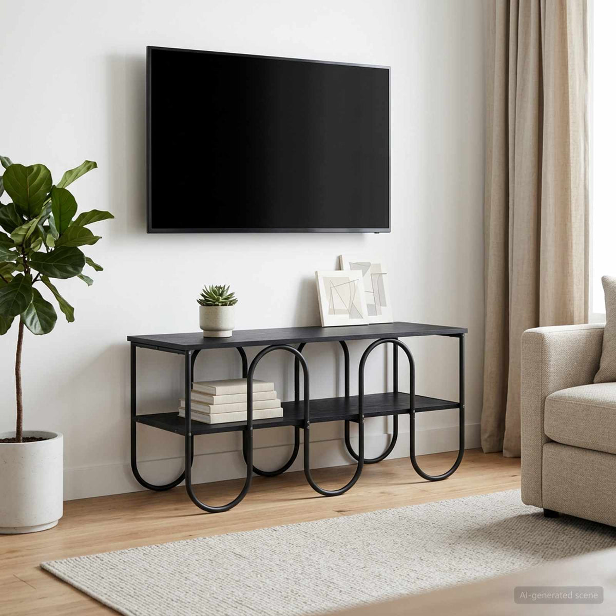 Βάση TV 100 x 40 x 50 cm Μαύρη Δρυς Επεξεργασμένο Ξύλο