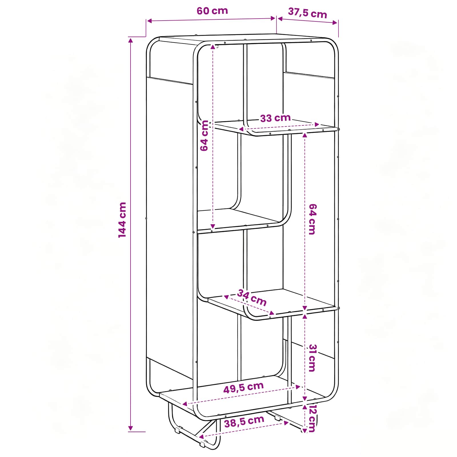 Ψηλός μπουφές Sonoma Δρυς 60 x 37.5 x 144 cm Επεξεργασμένο Ξύλο
