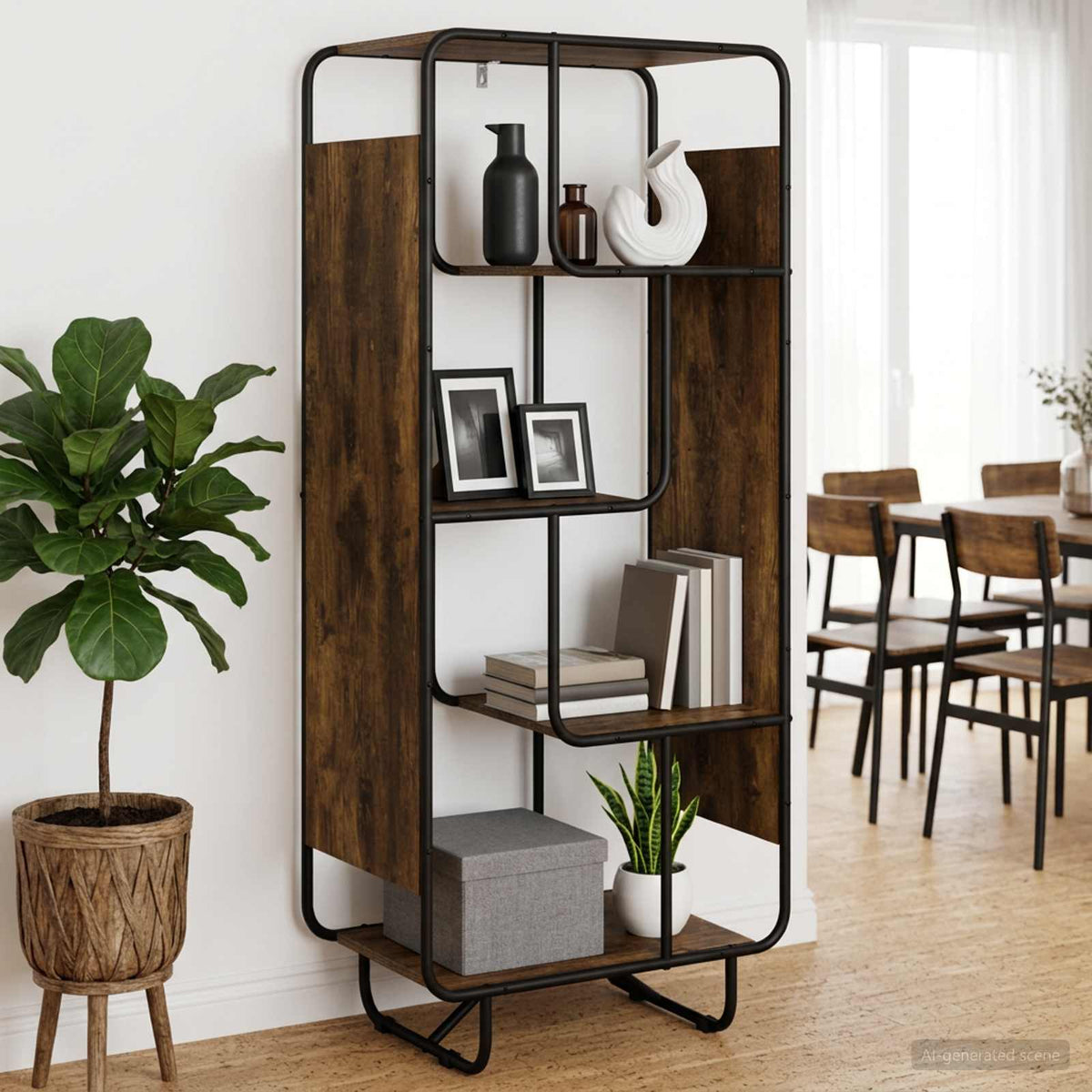 Ψηλός μπουφές Καπνισμένο Ξύλο Δρυός 60 x 37.5 x 144 cm