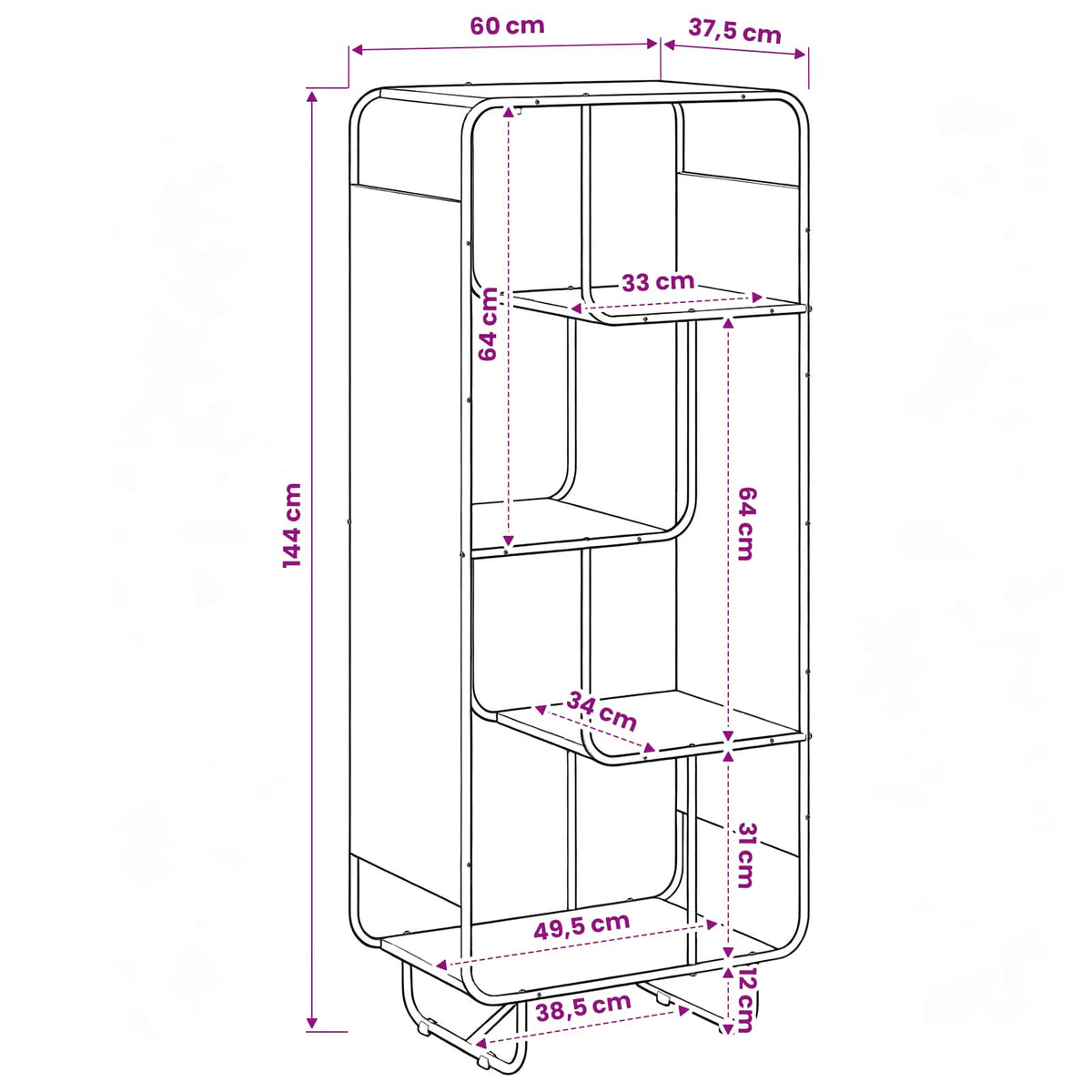 Ψηλός μπουφές Παλαιωμένο ξύλο 60 x 37.5 x 144 cm - Pakobazaar