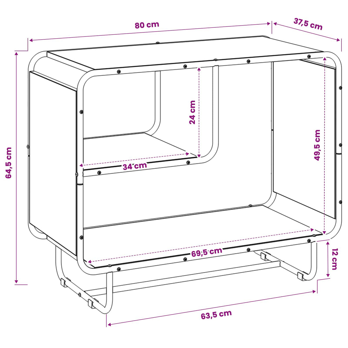Μπουφές Sonoma Δρυς 80 x 37,5 x 64,5 εκ. Επεξεργασμένο Ξύλο