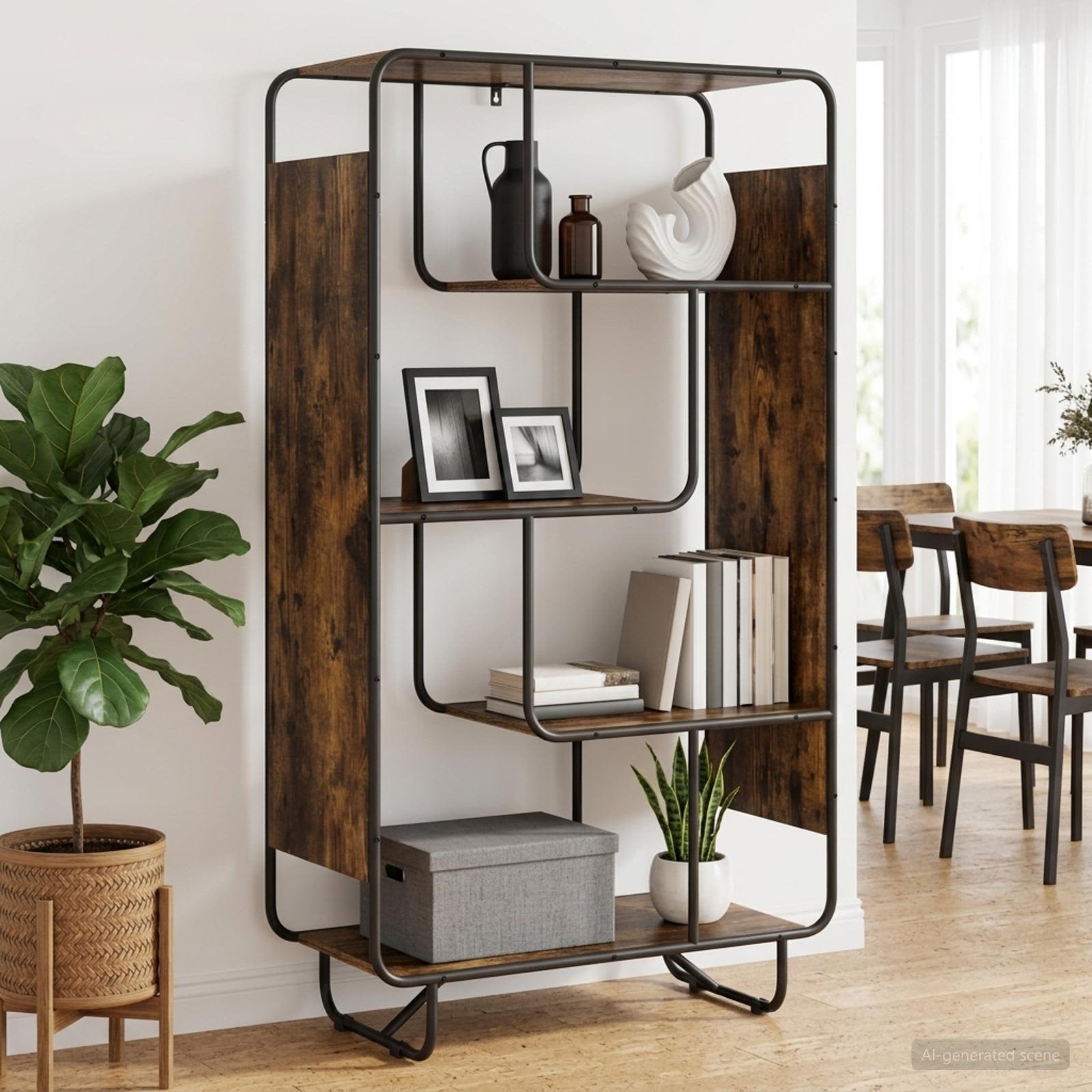 Ψηλός μπουφές Καπνισμένο Ξύλο Δρυός 80 x 37.5 x 144 cm