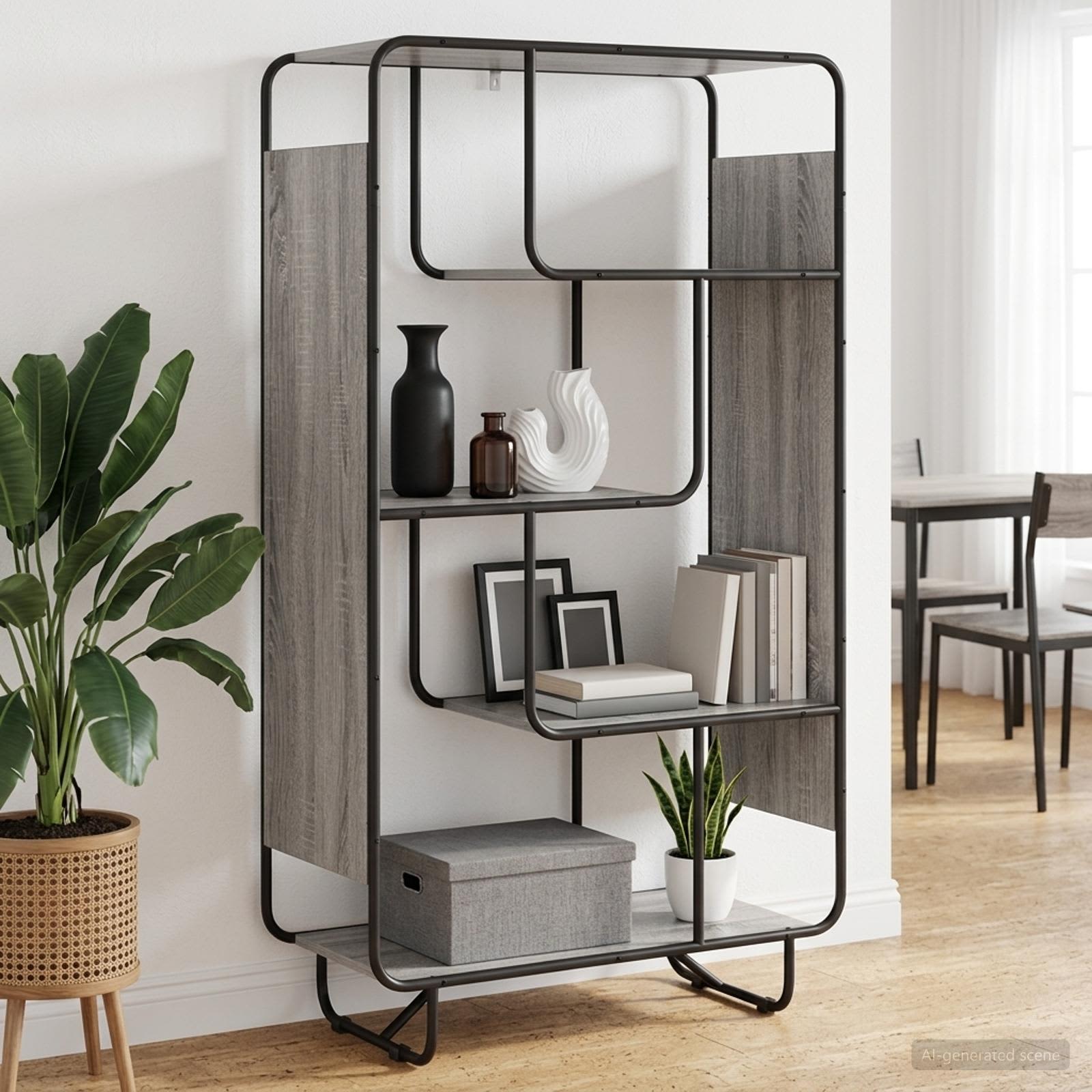 Ψηλός μπουφές Γκρι Sonoma 80 x 37.5 x 144 cm Επεξεργασμένο Ξύλο