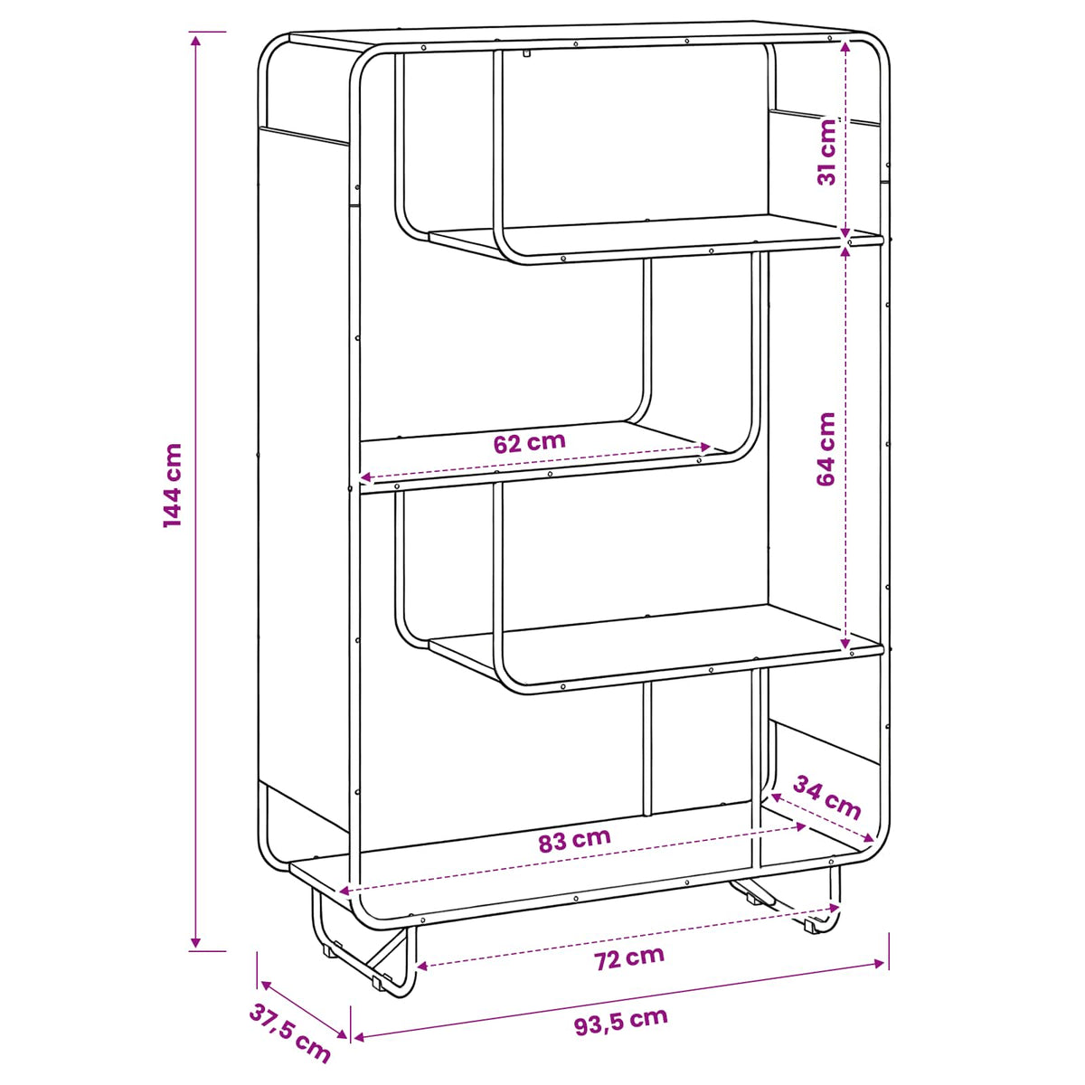 Ψηλός μπουφές Παλαιωμένο ξύλο 93.5 x 37.5 x 144 cm