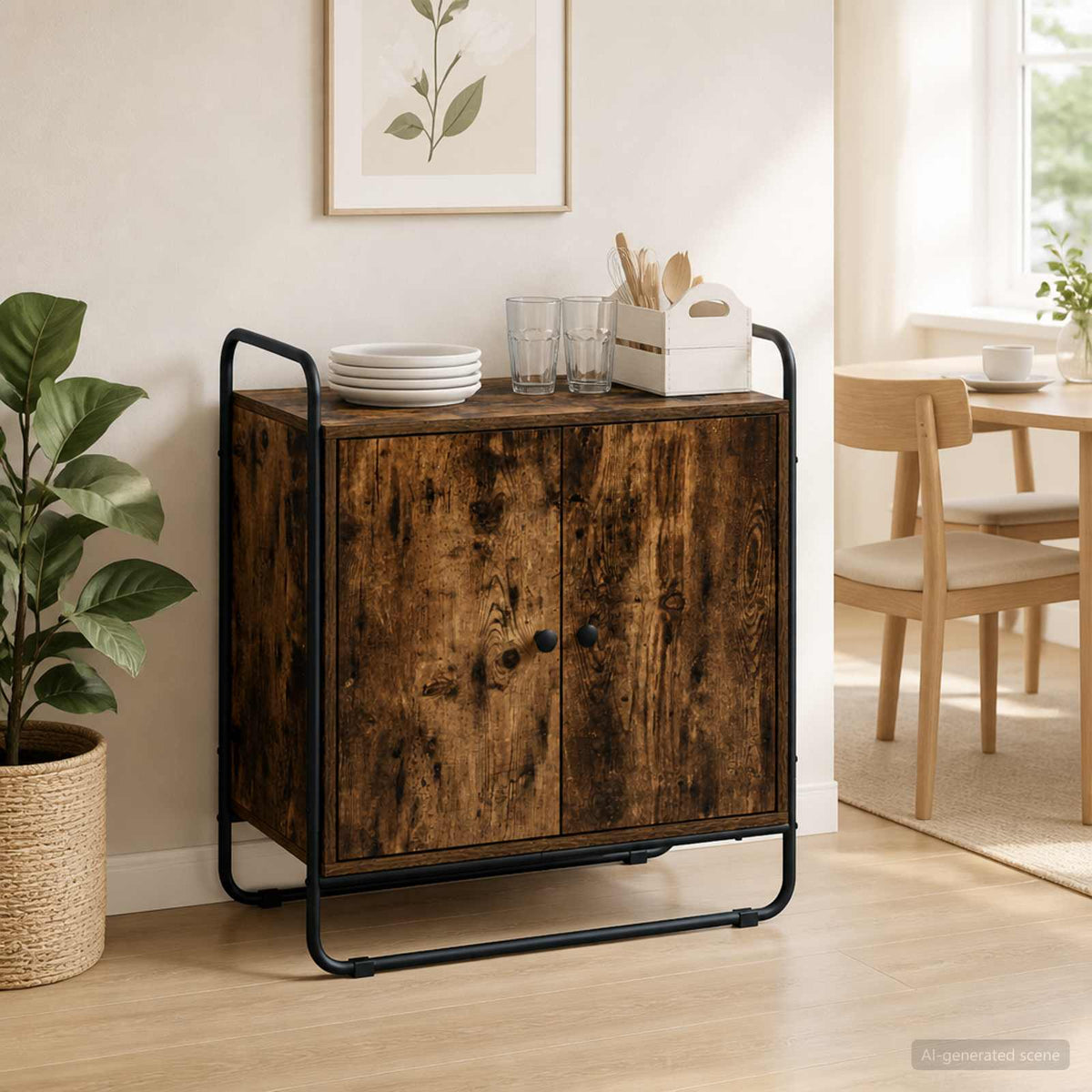 Μπουφές Καπνισμένο Ξύλο Δρυός 68 x 35 x 75 cm