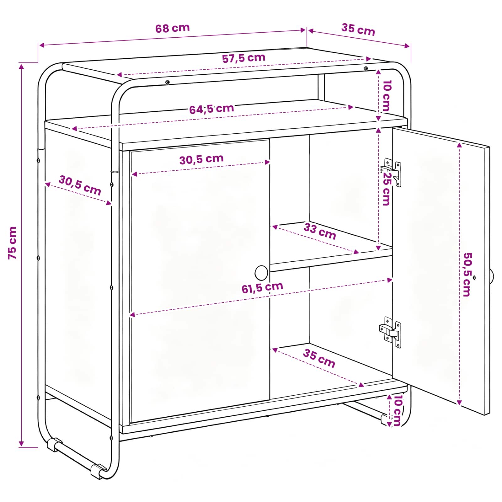 Μπουφές Sonoma Δρυς 68 x 35 x 75 cm Επεξεργασμένο Ξύλο - Pakobazaar