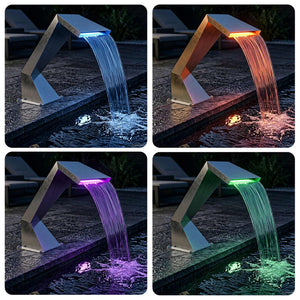 Καταρράκτης πισίνας με RGB LED Ανοξείδωτο Ατσάλι Ασημί - Pakobazaar