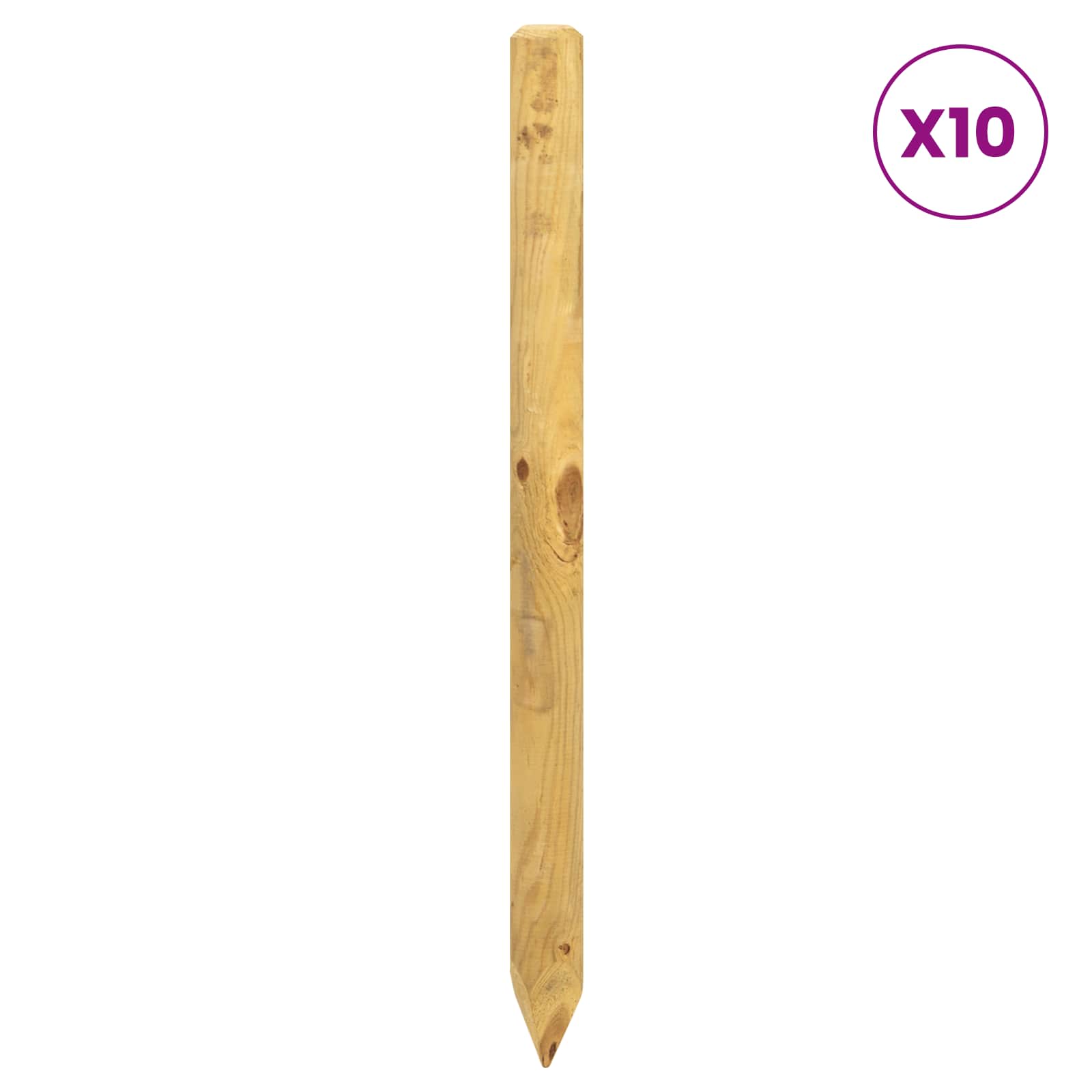Πό posts φράχτη 10 τμχ. Πράσινο 120 cm Μασίφ Ξύλο Πεύκου - Pakobazaar