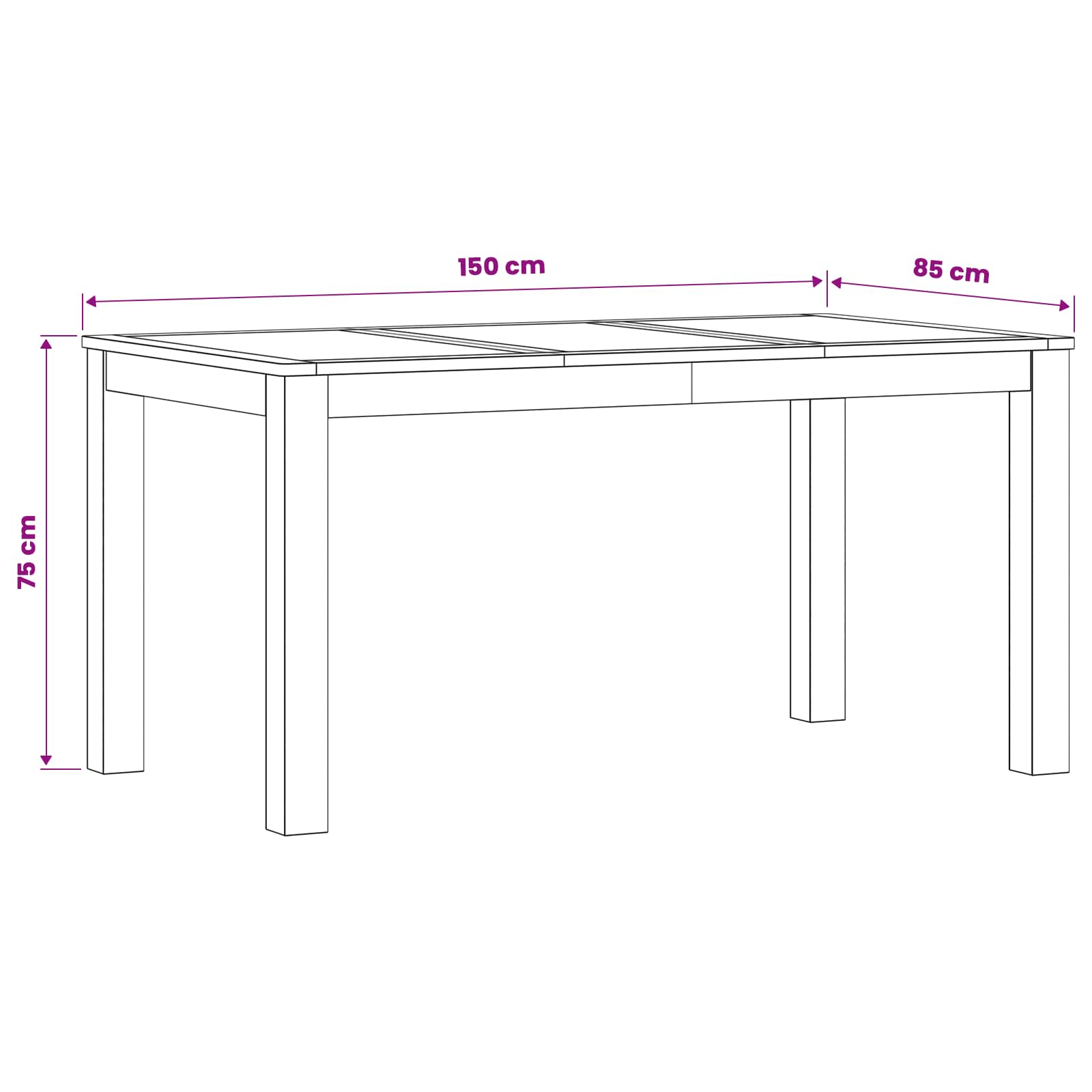 Τραπεζαρία 150 x 85 x 75 εκ Στερεό Ξύλο Δρυός Φυσικό Ορθογώνιος - Pakobazaar