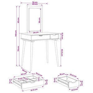 Σετ Τραπεζιού Μακιγιάζ FAUSKE 2 pcs Λευκό 76 x 50 x 143 εκ - Pakobazaar