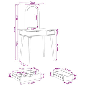 Σετ Τραπεζιού Μακιγιάζ FAUSKE 2 pcs Λευκό 76 x 50 x 143 εκ - Pakobazaar