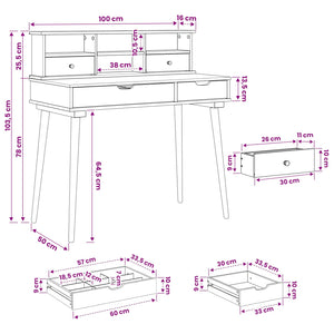 Σετ Τραπεζιού Μακιγιάζ FAUSKE 2 pcs Λευκό 100 x 50 x 103,5 εκ. - Pakobazaar
