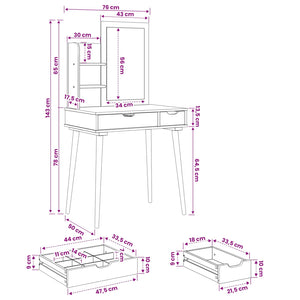 Σετ Τραπεζιού Μακιγιάζ FAUSKE 3 pcs Λευκό 76 x 50 x 143 εκ - Pakobazaar