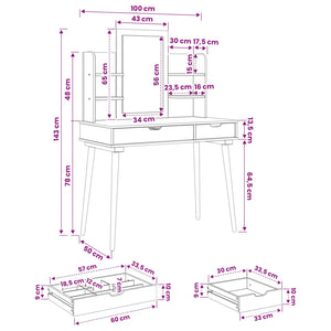 Σετ Τραπεζιού Μακιγιάζ FAUSKE 4 pcs Λευκό 100 x 50 x 143 εκ - Pakobazaar