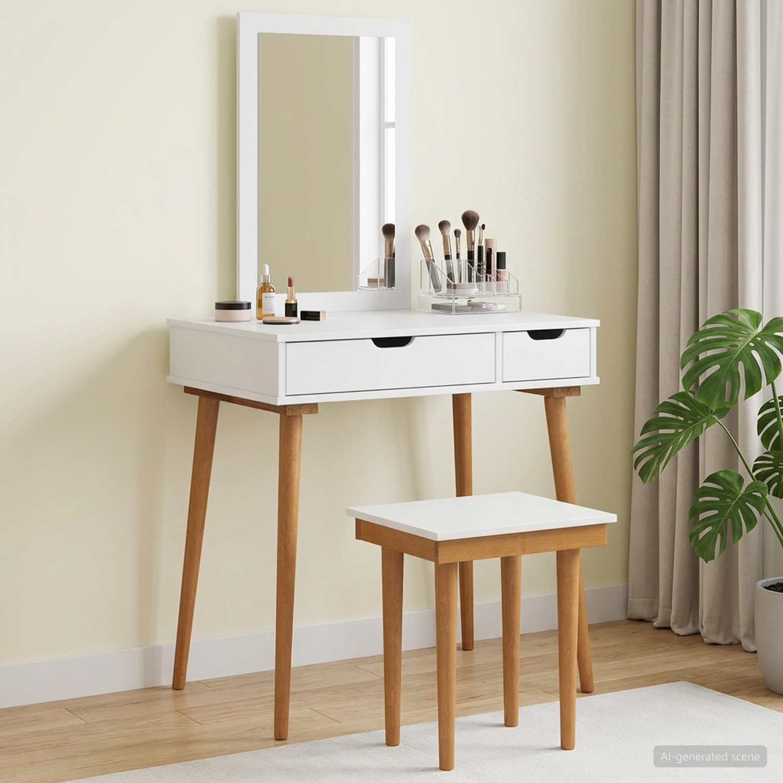 Σετ Τραπεζιού Μακιγιάζ FAUSKE 3 pcs Λευκό 76 x 50 x 143 εκ - Pakobazaar