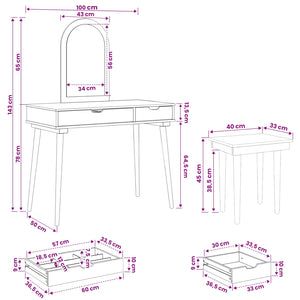 Σετ Τραπεζιού Μακιγιάζ FAUSKE 3 pcs Λευκό 100 x 50 x 143 εκ - Pakobazaar