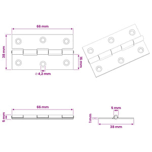 Άξονας 24 τμχ. 66 x 38 x 5 mm Ασημί Ατσάλι