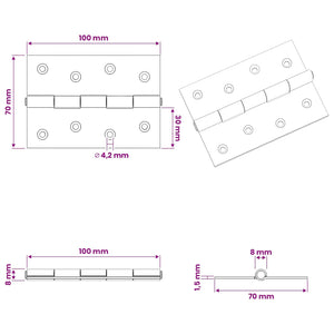 Άξονας 24 τμχ. 100 x 70 x 8 mm Ασημί Ατσάλι
